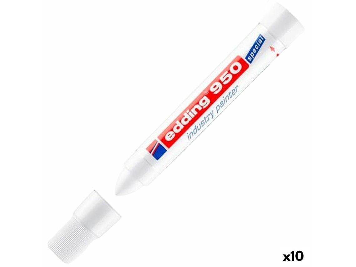 Rotulador Permanente Edding 950 Branco 1 Mm 10 Unidades