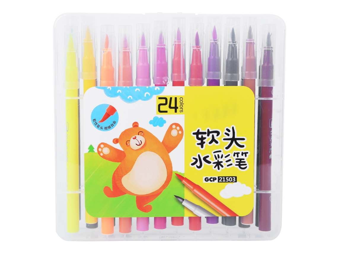 24pcs Lápices De Agua Lavables Con Punta Suave Herramientas De Pintura Para Escuelas Artísticas Suministros Escolares