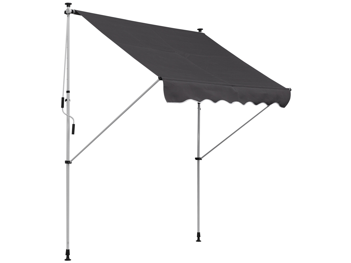 VPMKP - Toldo retráctil manual Outsunny 2x1,5x1,7-2,8 m inclinación ajustable instalación sin perforación balcón aluminio poliéster gris