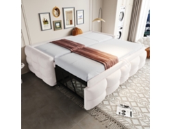 Sofá Cama De 90x190 Cm, Color Beige, De Forro Polar Con Estampado De Oso.