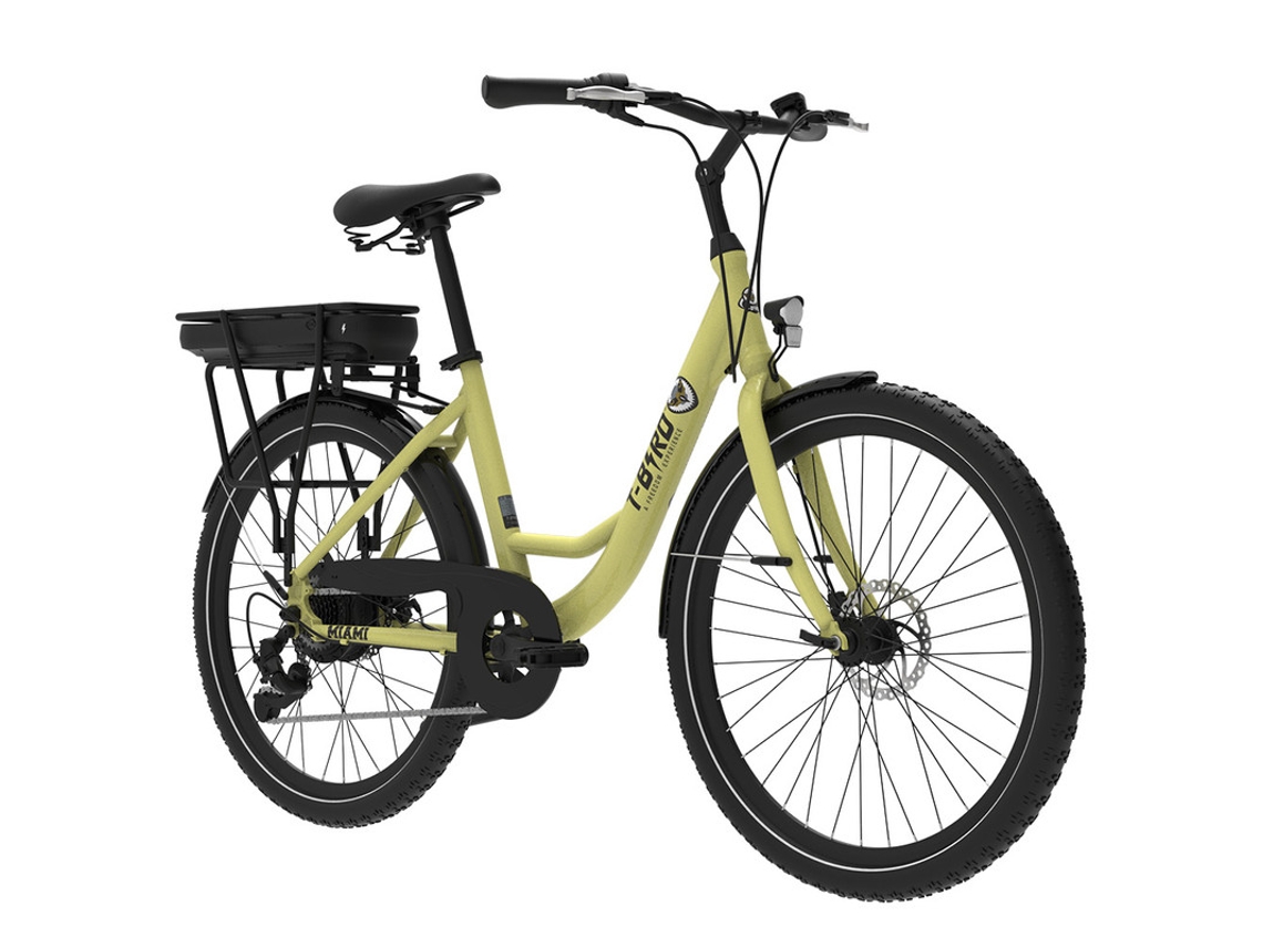 Bicicleta Eléctrica Miami-26 250w 36v 14.4ah Rueda 26 Autonomía 45km Freno Disco Mecánico Shimano 7v E-bike Urbana Amarillo