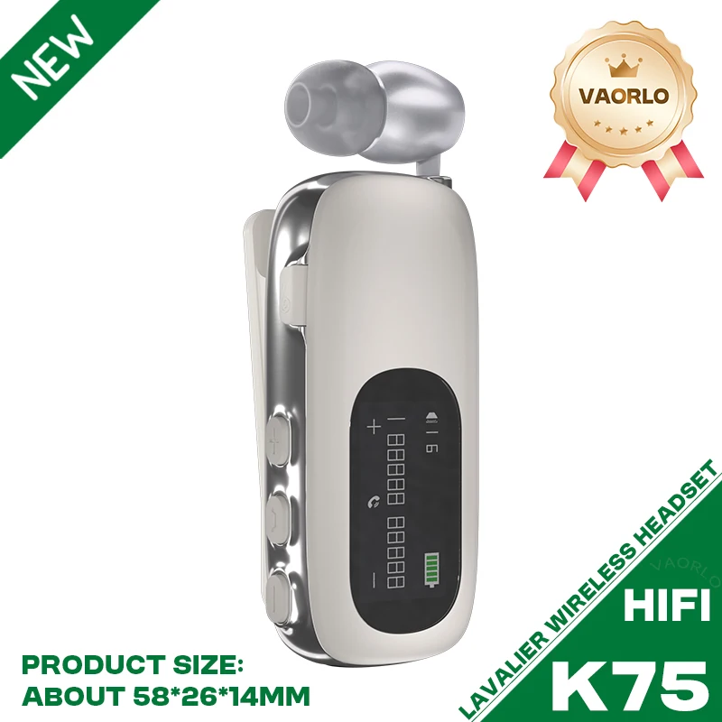 (k75 Blanco) Auricular De Solapa Bluetooth Con Alerta Por Vibración Para Llamadas Entrantes/música.