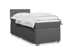 Cama Box Spring Con Colchón Tela Gris Oscuro 90x200 Cm