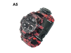 Reloj de pulsera táctico de supervivencia para exteriores 7 en 1 con brújula, raspador, silbato y herramientas de camping.