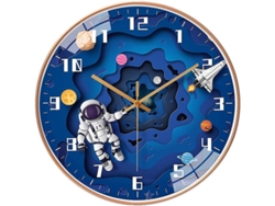 2026-reloj De Pared Para Niños 8 Pulgadas, Mecanismo Silencioso, Tema De Viaje Espacial, Números Grandes