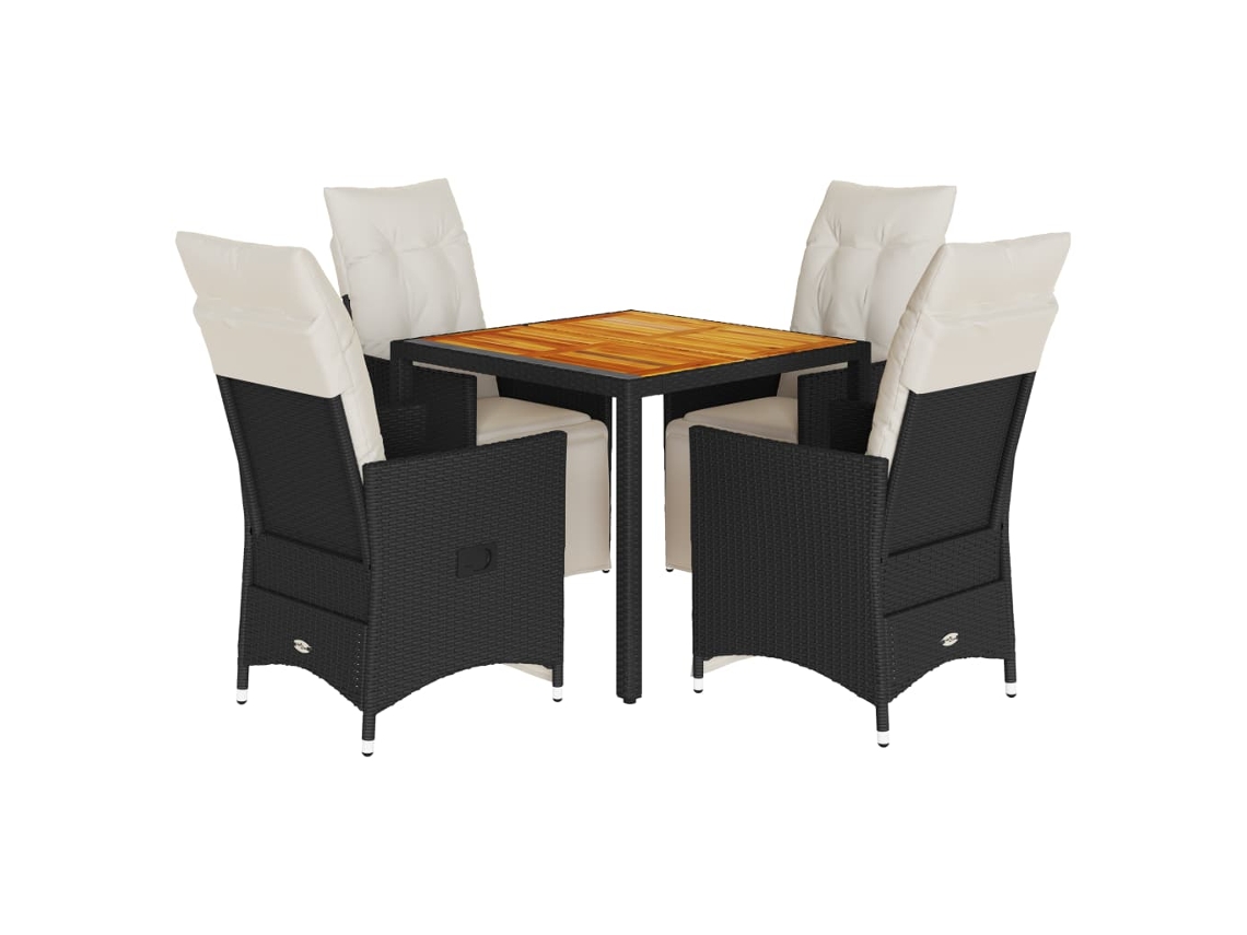 Maison Exclusive - Set De Muebles Jardín 5 Pzas Con Cojines Ratán Sintético Negro