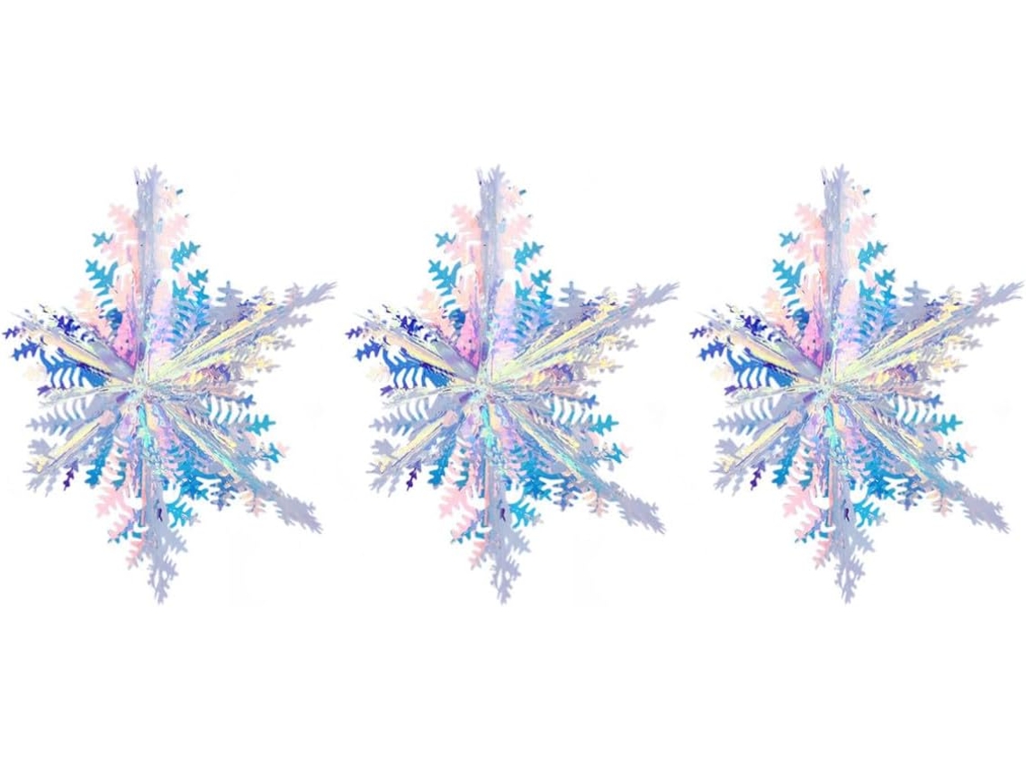 Copos Nieve Iridiscentes Película Decoración Colgante Creativa Elegante Fiestas Azul