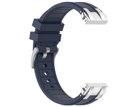 Pulseira de relógio de silicone premium de 20 mm para Garmin, Samsung, Huawei (fivela prateada) Azul marino