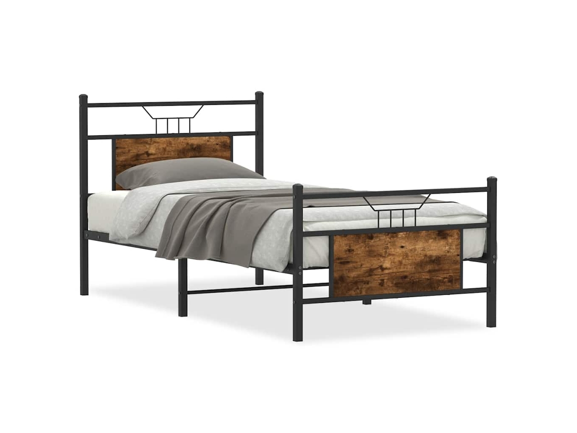 Maison Exclusive - Estructura De Cama Sin Colchón Madera Roble Ahumado 90x190 Cm