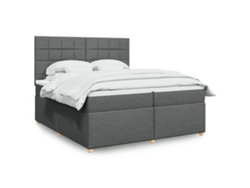 Cama Box Spring Con Colchón Tela Gris Oscuro 200x200 Cm