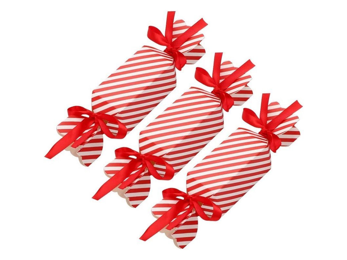 50 Cajas De Dulces Navideñas Diy, Cajas De Regalo Para Fiestas Y Regalos Con Cintas Rojas