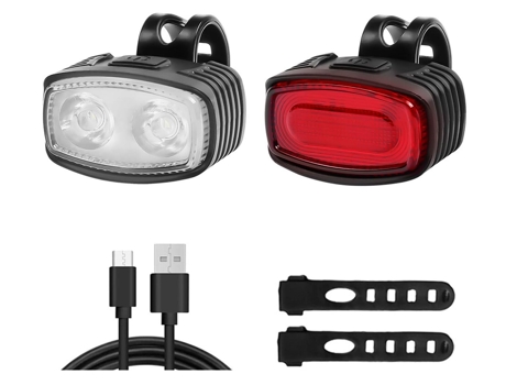 Juego de luces para bicicleta, luz LED brillante delantera y trasera para bicicleta, accesorios para bicicleta, 3 modos de luz, IPX4 resistente al ...