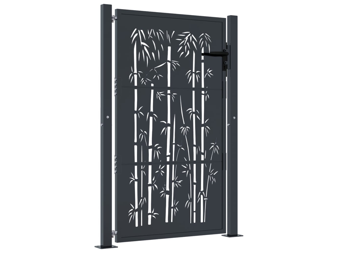 Maison Exclusive - Puerta De Jardín Acero Gris Antracita Diseño Bambú 100x125 Cm
