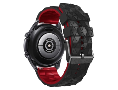 Correa de Silicona textura de fútbol 22mm dos colores para Samsung Galaxy Watch 3 45mm/Huawei Watch GT3 Pro 46mm - negro/rojo