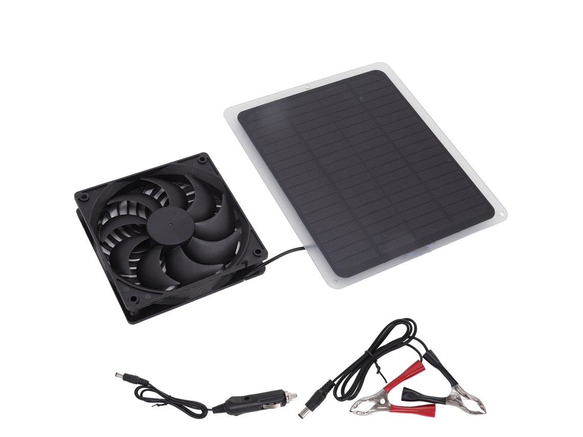 Kit De Mini Ventilador Solar Portátil Con Panel De Silicio Monocristalino Para Invernaderos, Gallineros Y Caravanas.