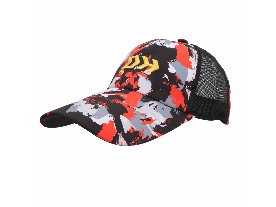 Sombrero De Sol Ajustable De Malla Transpirable Para Pesca, Camping Y Deportes Al Aire Libre, Color Negro Y Rojo.
