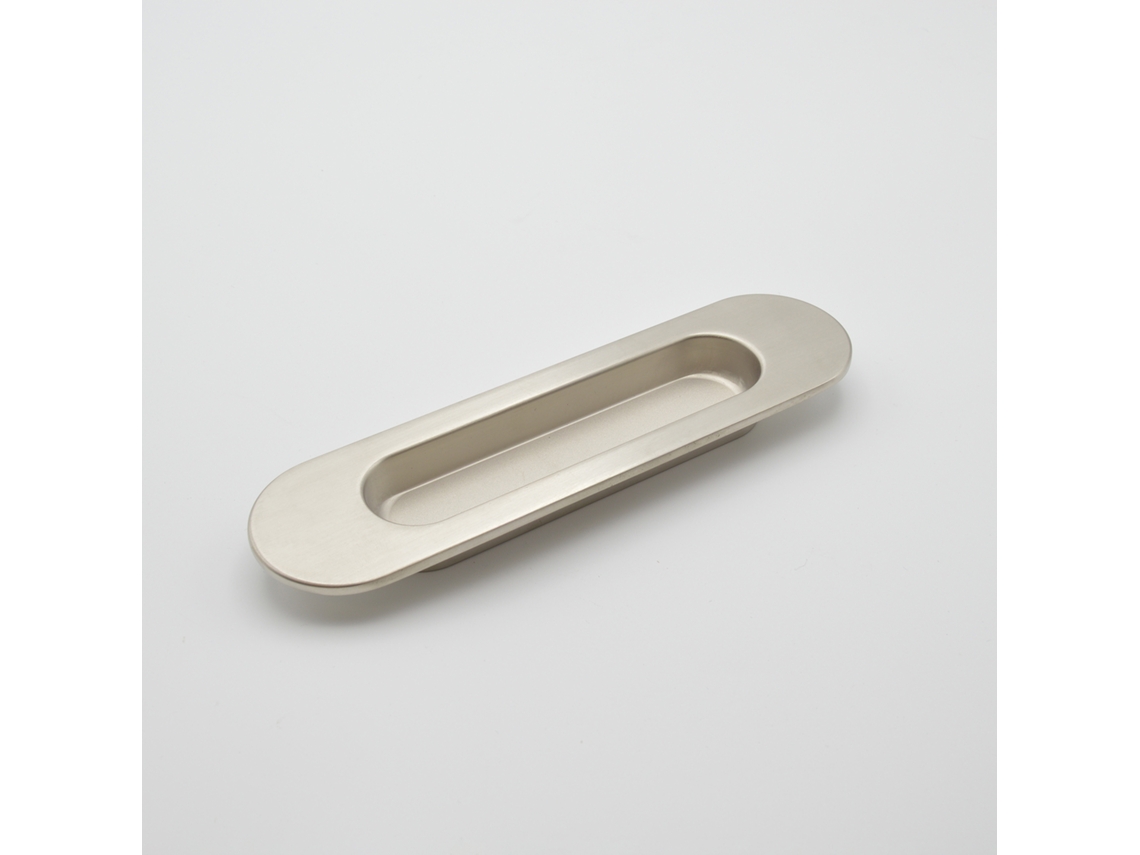 Tirador De Copa Ovalado Para Mueble En Zamac 150x40 Mm Niquelado Cepillado