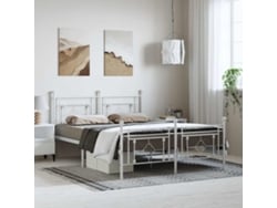 Estructura Cama Sin Colchón Con Estribo Metal Blanco 150x200 Cm