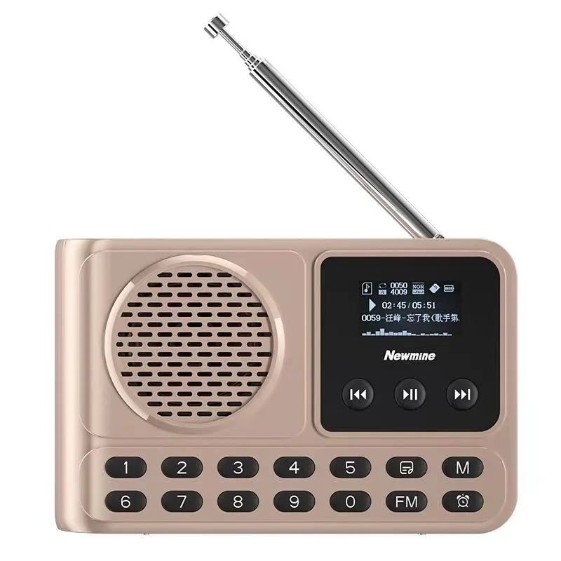 (dorado) Mini Radio Fm - Altavoz Bluetooth Inalámbrico Con Pantalla Lcd, Compatible Con Llamadas Manos Libres Y Reproducción De Música Mp3