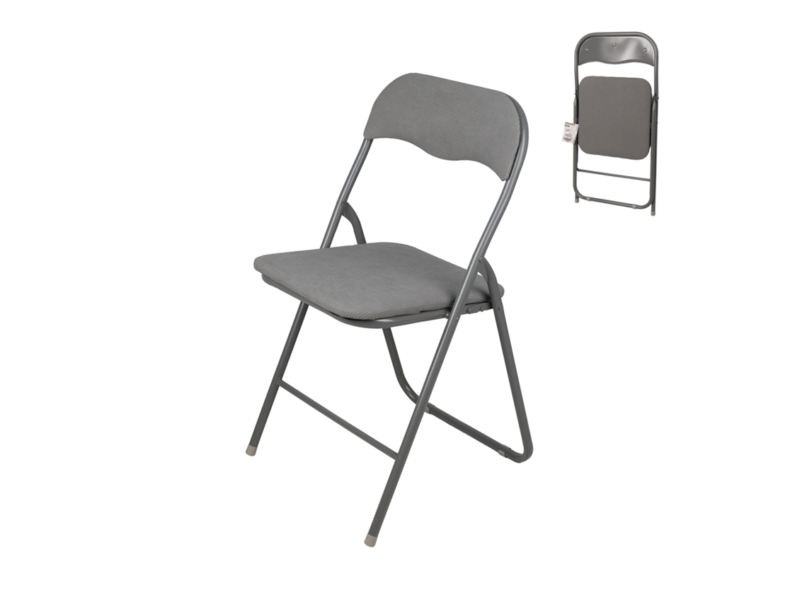 Silla plegable KIKASA de tela tipo gofre, gris (45x44x80 cm)