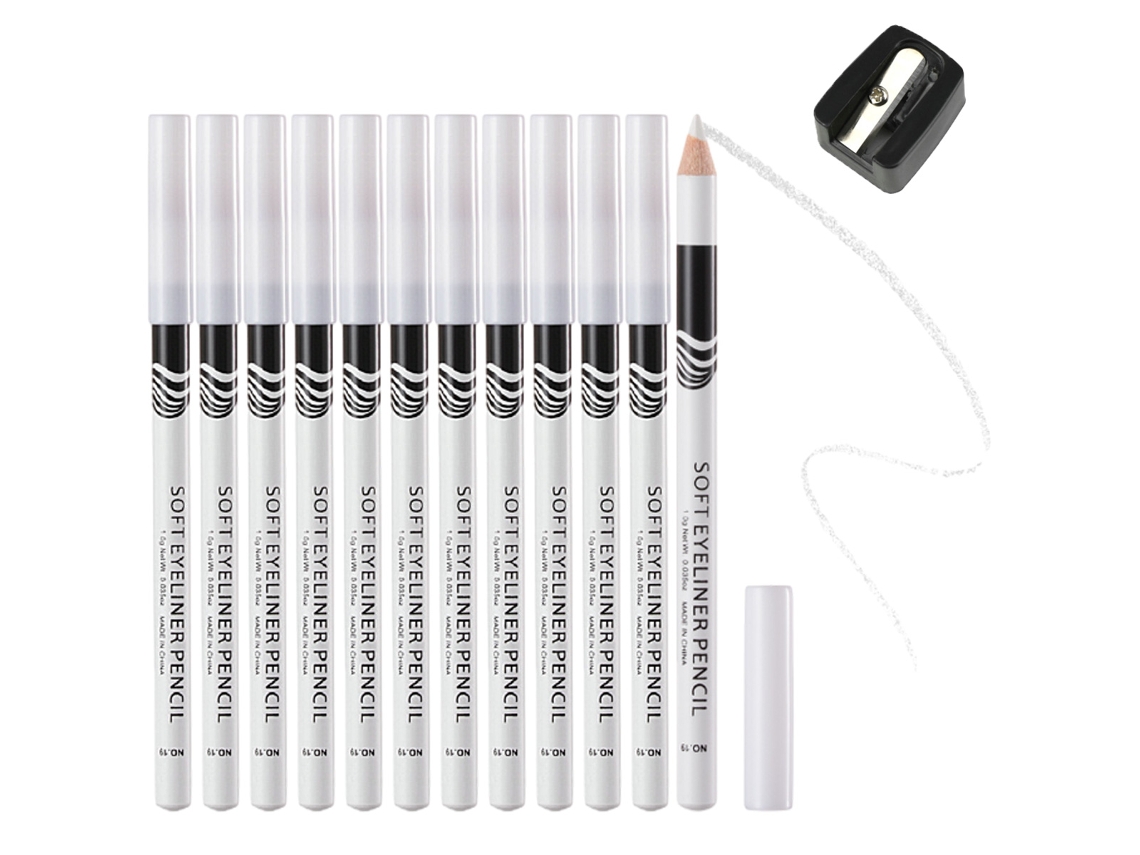 VVJIJILLY Lápis Para Linha Branca Para Olhos, À Prova Dágua, De Longa Duração, Pode Ser Usado Como Iluminador, Olho Brilhante, Ferramenta De Maquiagem (12pcs)