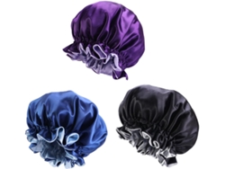Gorro De Quimioterapia De Satén De 3 Piezas Para Mujer, Ala Ancha, Negro Y Azul, Práctico.
