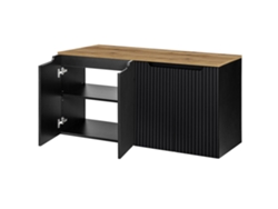 Mueble de baño bajo lavabo Newport con 4 puertas 120x60x40 cm - Negro/Efecto roble [EN.CASA]