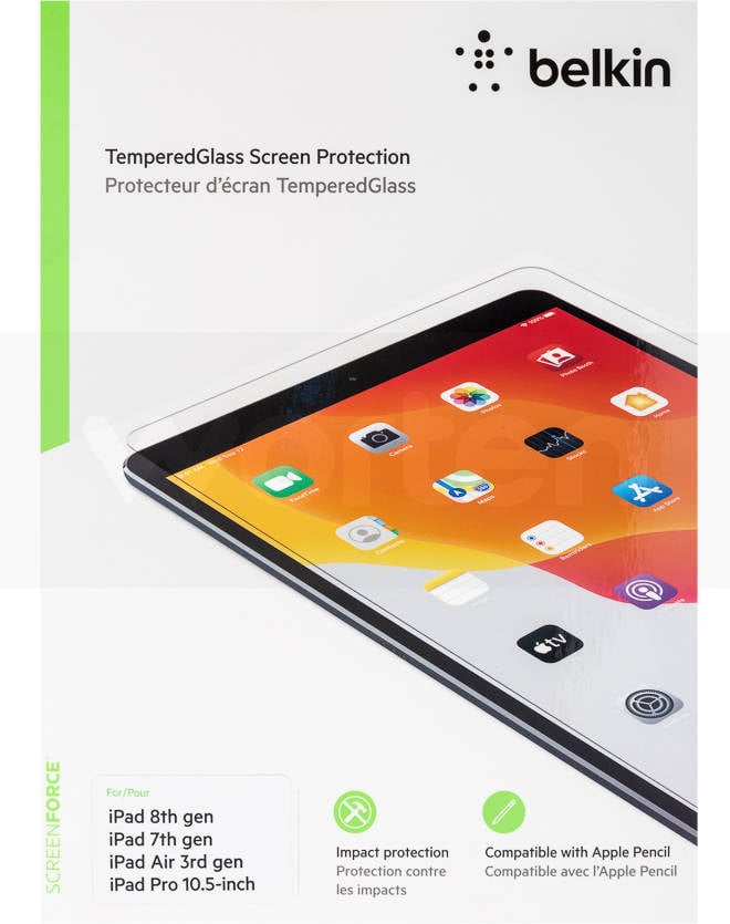 Belkin Protector De pantalla para ipad 9.ª generación screenforce temperedglass 8. y 7.ª air 3 105 pulgadas cristal 129 7ª 8ª 9ª 10.5 7th 2019
