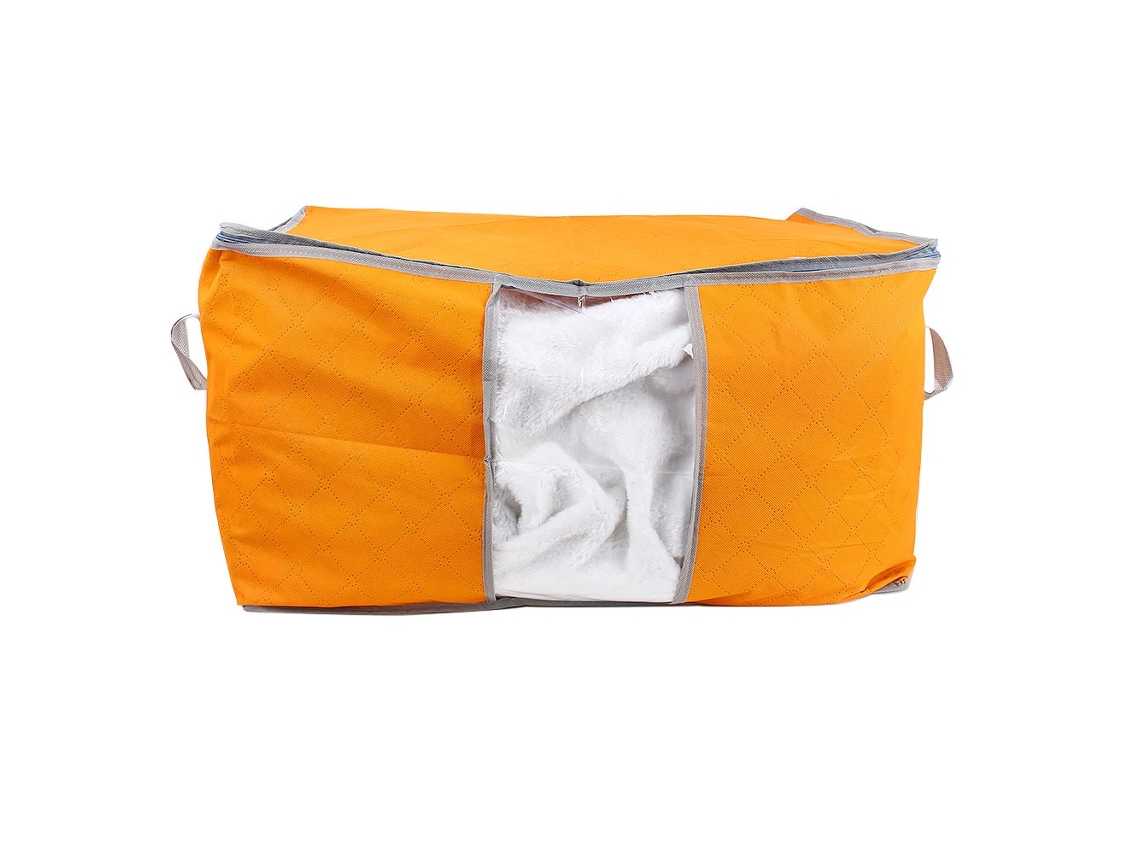 Saco De Armazenamento Para Roupas Pliável Laranja 67l Com Fibra De Carvão De Bambu, Transparente E Dustproof
