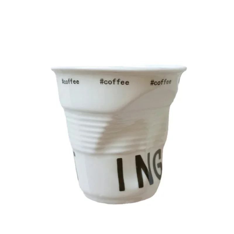 Taza de cerámica irregular, estilo perfecto para Instagram, taza de postre reutilizable con asa. Mdug