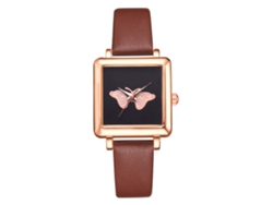 Reloj De Pulsera Cuadrado Para Mujer Lvpai, Piel Sintética, Estilo Casual Y Moderno, Color Marrón.