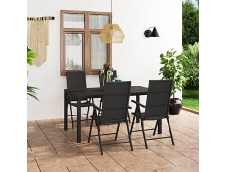 Conjunto 5 de comedor para jardín VIDAXL negro