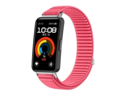 Bracelete Para Honor Band 10 / 9 - Nylon Trançado - Fecho De Velcro - Interface Metálica Vermelho Hidrofóbico