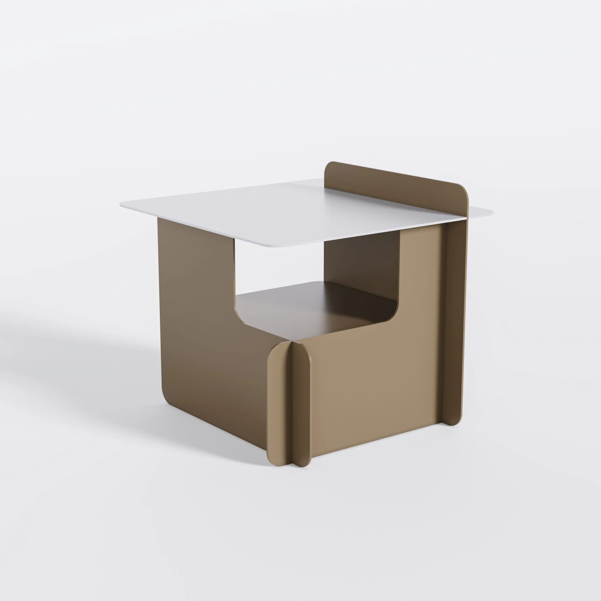Mesa auxiliar baja metal crema BPLAN 50 x 50 x 44,5 cm