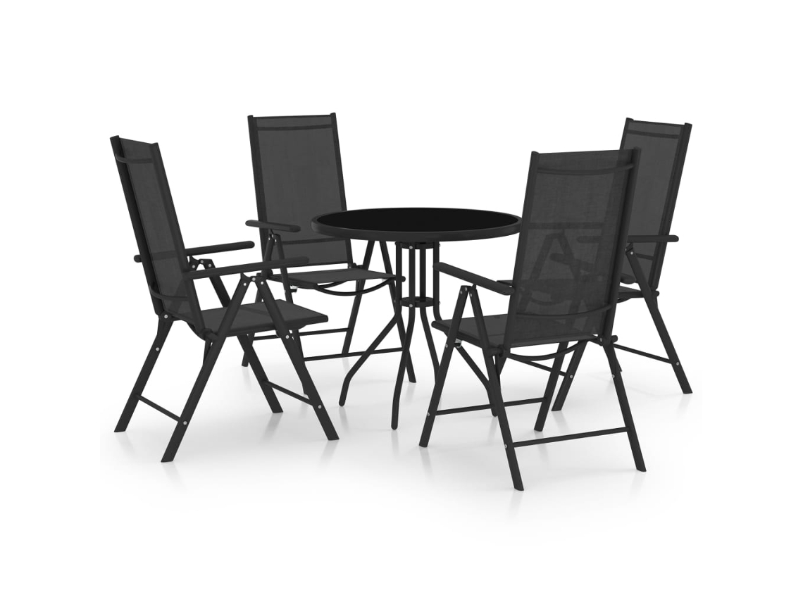 Conjunto de comedor de jardín de 2 piezas en aluminio y textileno negro Dkd Home Decor