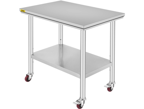 Vevor Mesa de Trabajo de Cocina Comercial de Acero Inoxidable de 36 x 24 Pulgadas con 4 Ruedas