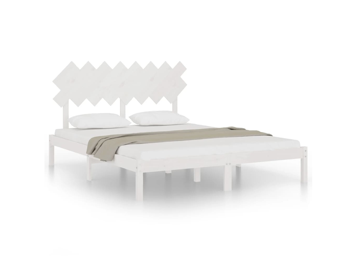 Maison Exclusive - Estructura De Cama De Madera Maciza De Pino Blanca 160x200 Cm