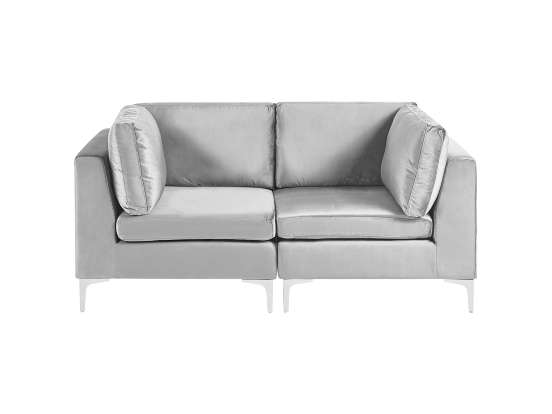 Sofá Modular De 2 Peças Beliani Evja De Veludo Cinzento 170x85x84