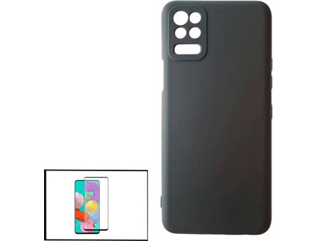 Kit Protector de Cristal Templado 5D Full Cover y Funda Silicona Liquida LG K62 PHONECARE Negro