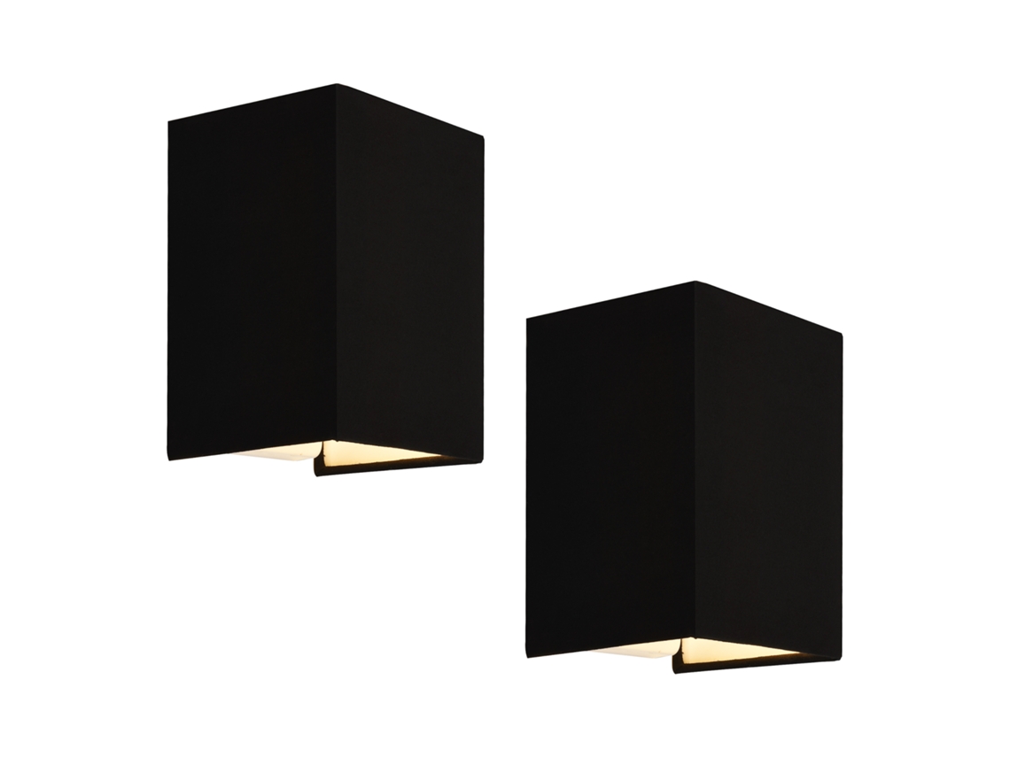 Set de 2 lámparas de pared Schwerin moderna 1x E27 60 W textil de lino 20 x 16 x 13 cm - Negro LUX.PRO