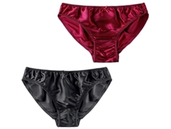 Calzones De Seda De Morera Para Mujer Sexy Bikini Seda Rojo Oscuro-negro 2pcs Ldam M Rojo Oscuro-negro