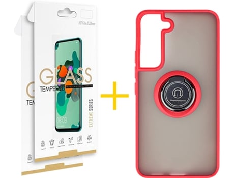 Carcasa + 2 Protectores de Pantalla para Samsung Galaxy S22 Plus 5G SKYHE Rojo