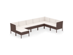 Conjunto 8 muebles de jardín VIDAXL y cojines ratán sintético marrón