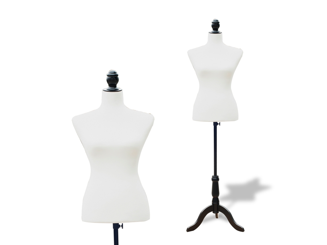 Maniquí De Sastre Ajustable De 130 A 168 Cm, Trípode De Madera, Acabado Blanco.
