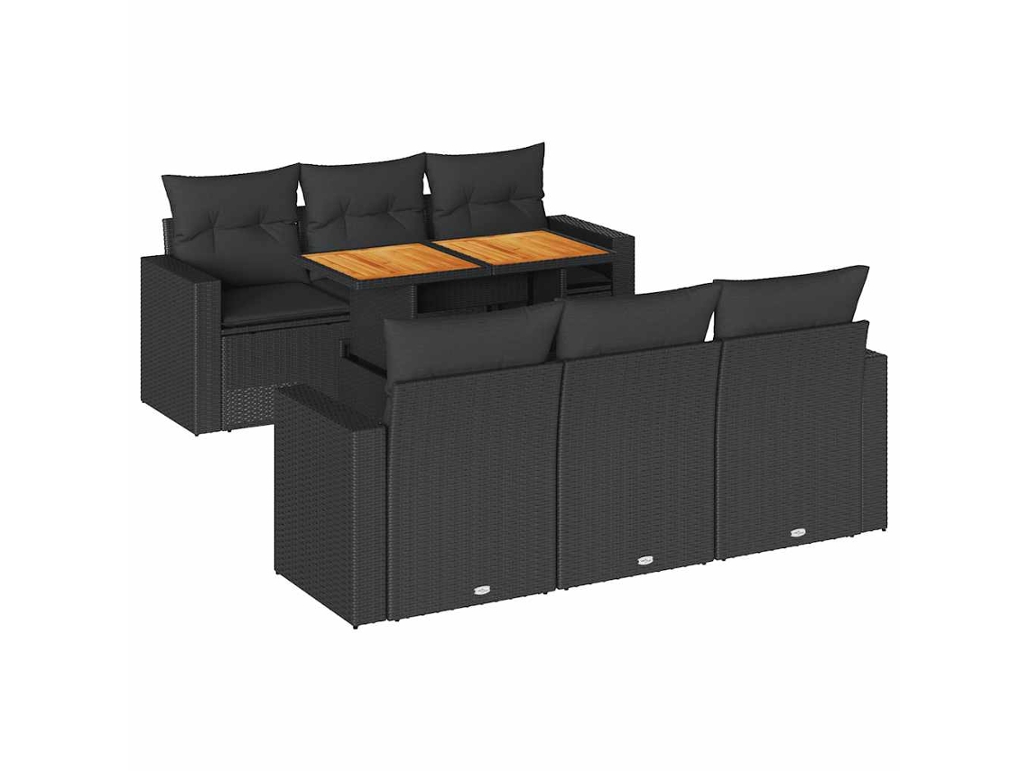Maison Exclusive - Set De Sofás De Jardín 7 Pzas Con Cojines Ratán Sintético Negro