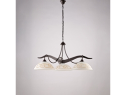 Lámpara de araña Bilbao en hierro negro con efecto óxido Deco y difusores de cristal D. 30 Luces blancas y ámbar 3 Luces 106 Ø89 Belight