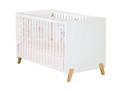 Lit Bebé 120 X 60 Cm Babyprice Joy Blanco Natural Sobre Patas de Madera Natural Baby Price