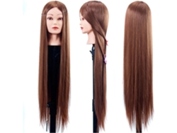 Cabeza de maniquí femenina de 80 cm con cabello sintético para practicar trenzas y SFUSHOS.