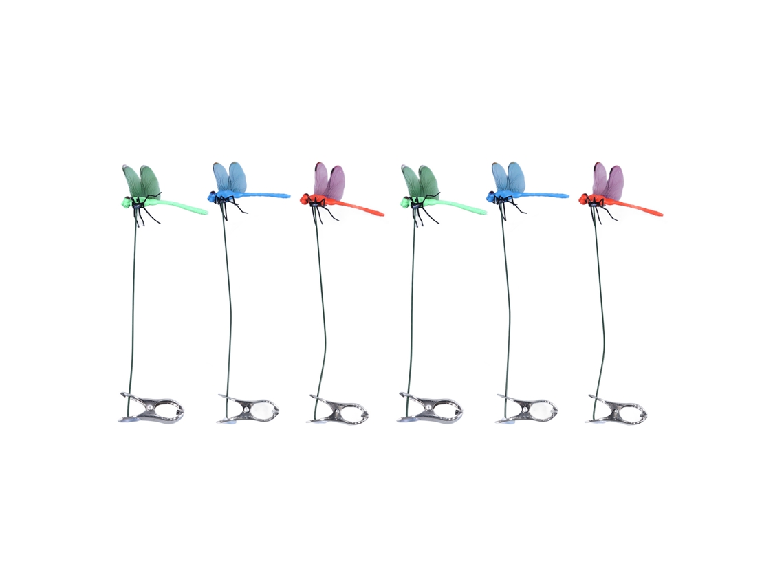 Ganchos Decorativos 3d Con Forma De Libélula Para Jardín, Pvc, 25 Cm, 6 Unidades, Para Jardín Y Macetas.