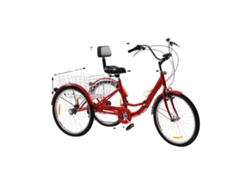 Triciclo para adultos, sistema de cambios de 7 velocidades, alta capacidad de carga, OEM rojo